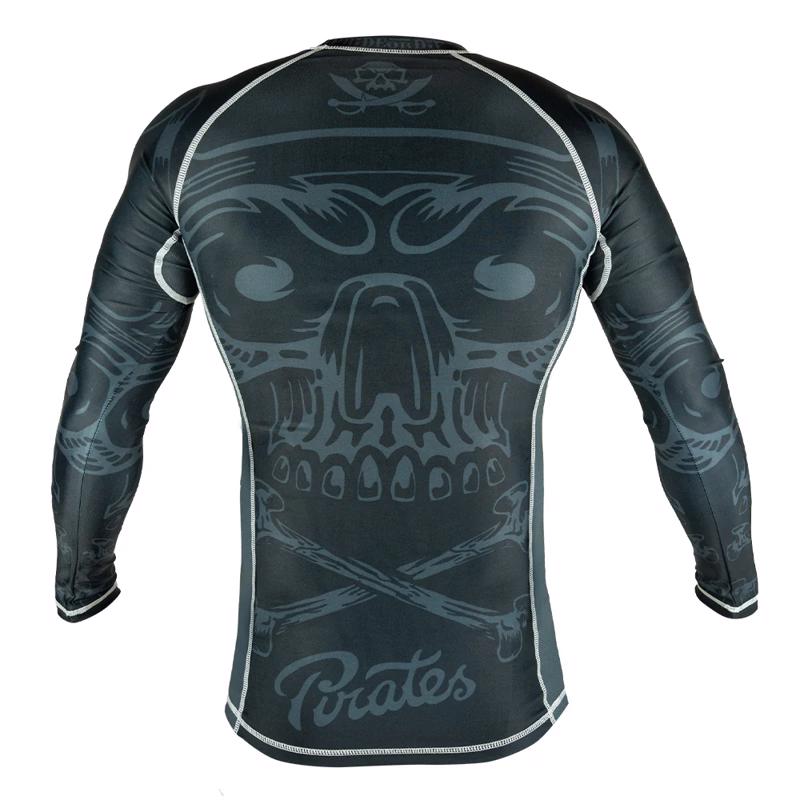 PRIDE OR DIE Pirate v2 Long sleeve RASHGUARD - BLACK/grey